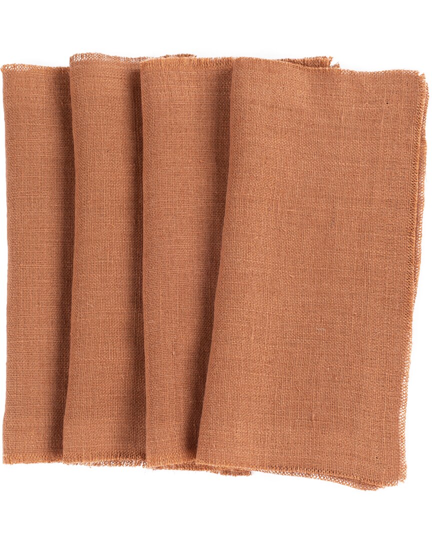 Amity Home Set Of 4 Ranier Linen Cocktail Napkins