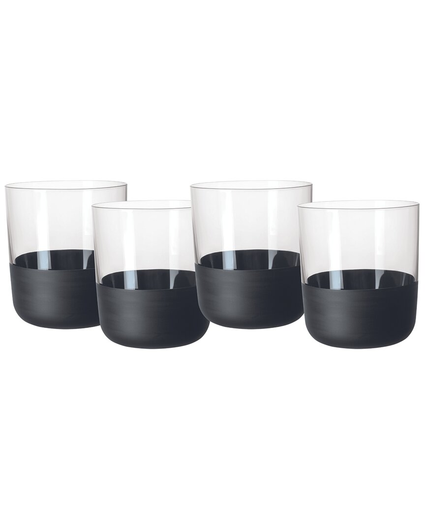 Villeroy & Boch Villeroy Boch Manufacture Rock Blanc Double Old Fashioned Glasses, Set Of 4 In Black