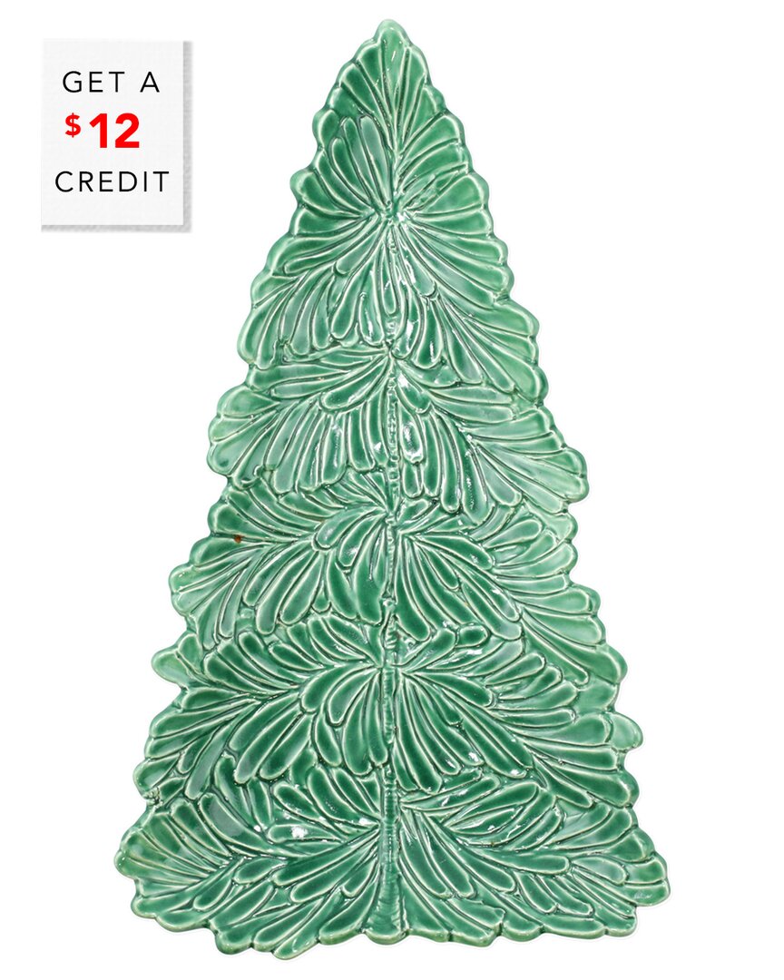 Shop Vietri Lastra Holiday Figural Tree Small Platter With $12 Credit In Multicolor