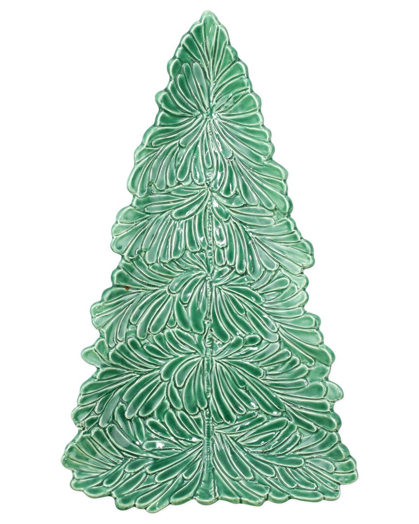 Shop Vietri Lastra Holiday Figural Tree Small Platter In Multicolor