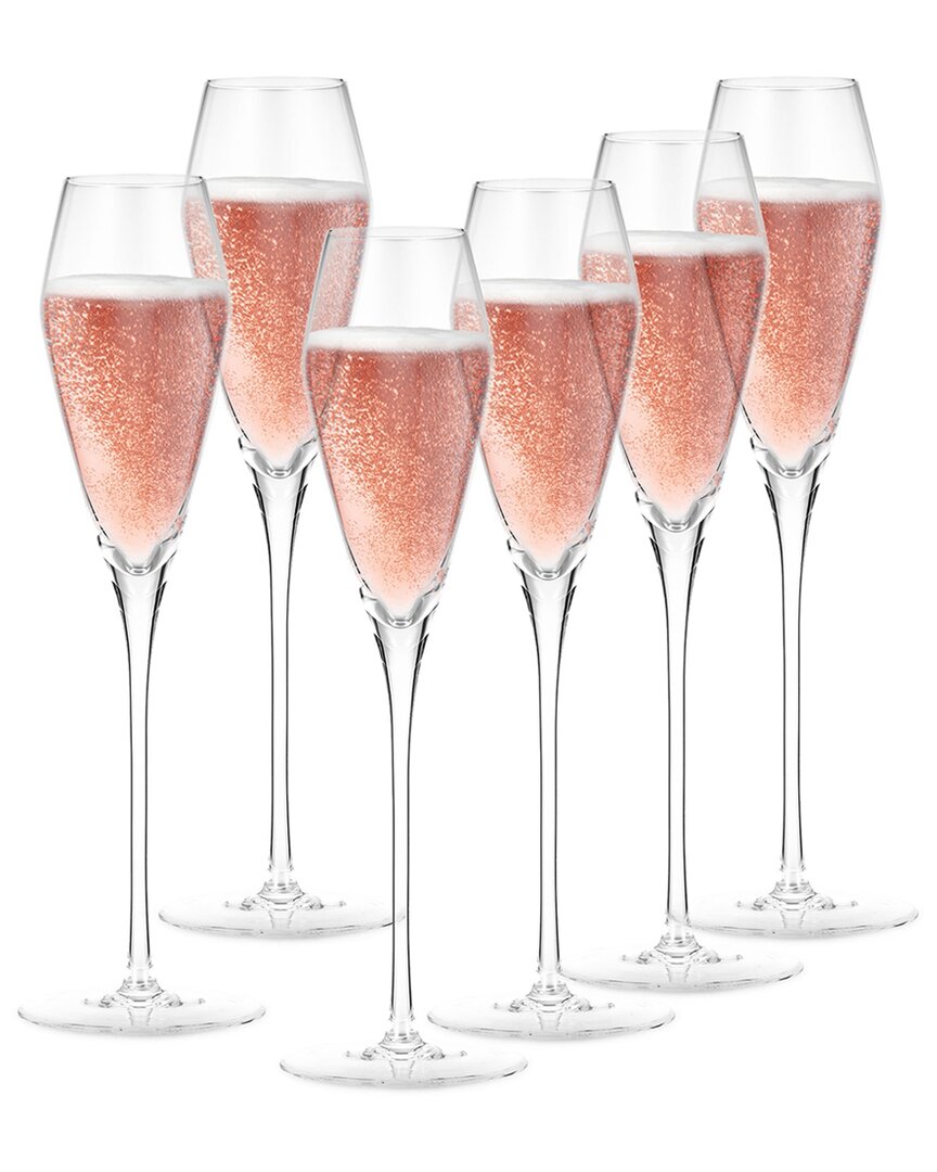Berkware Set Of 6 Twisted Stem Champagne Glasses With Rim