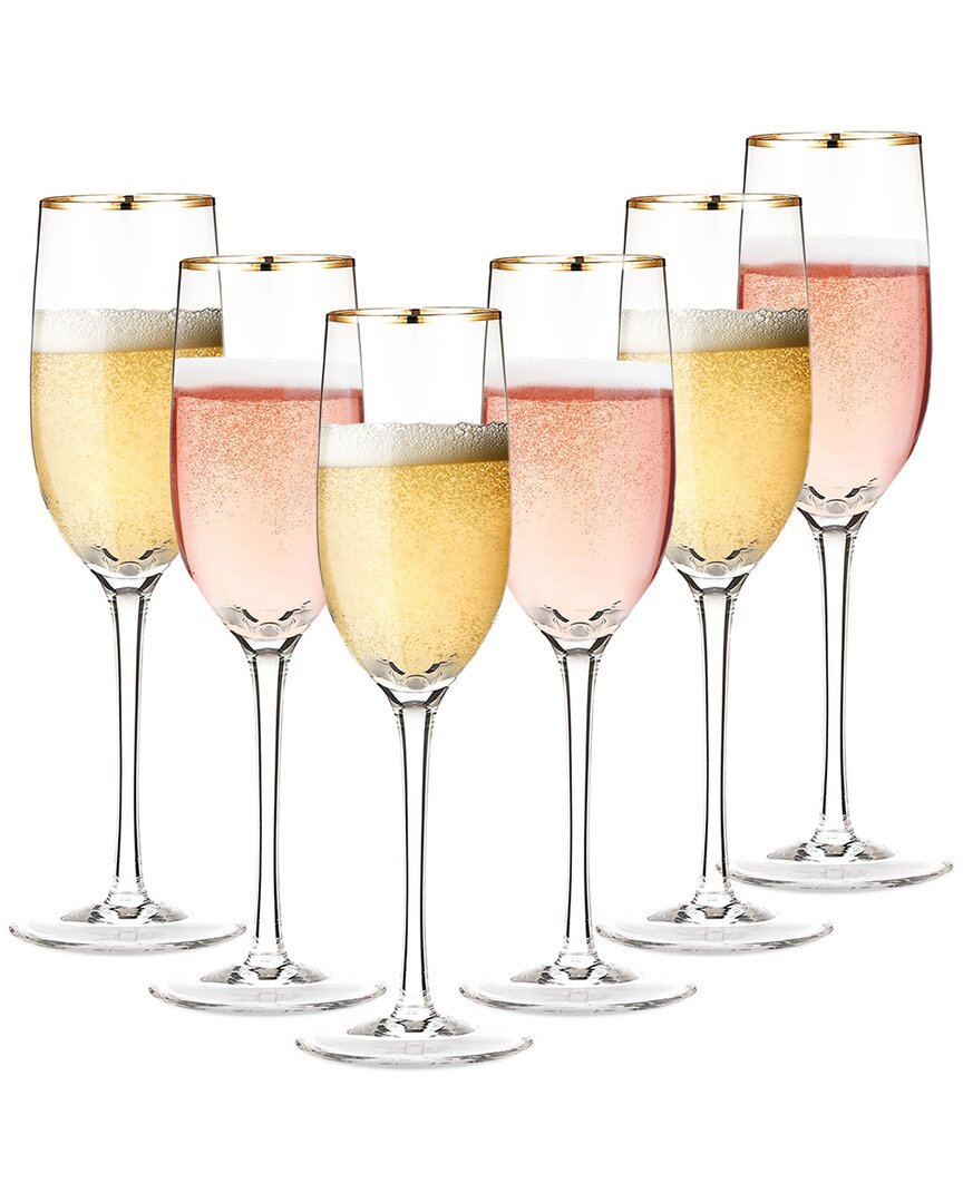 Berkware Set Of 2 Luxe Crystal Champagne Flutes With Rim