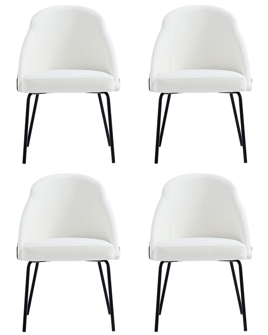 Manhattan Comfort Set Of 4 Gracie Modern Leatherette Dining Chairs With Steel  Legs