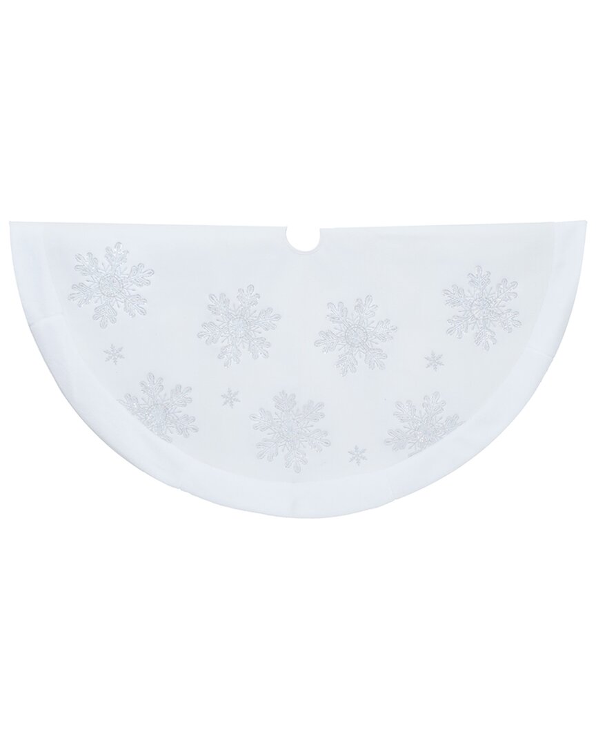 Kurt Adler 48-inch Iridescent Sequined Velvet Tree Skirt In White