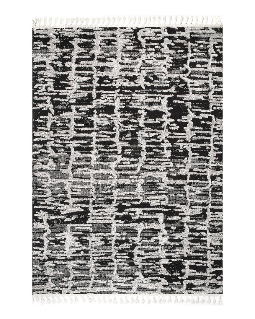 Nuloom Cosette Abstract High Low Textured Tassel Rug In Gray