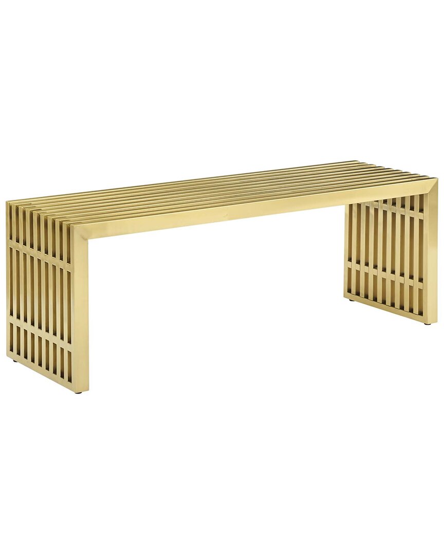 Modway Gridiron Medium Stainless Steel Bench In Gold