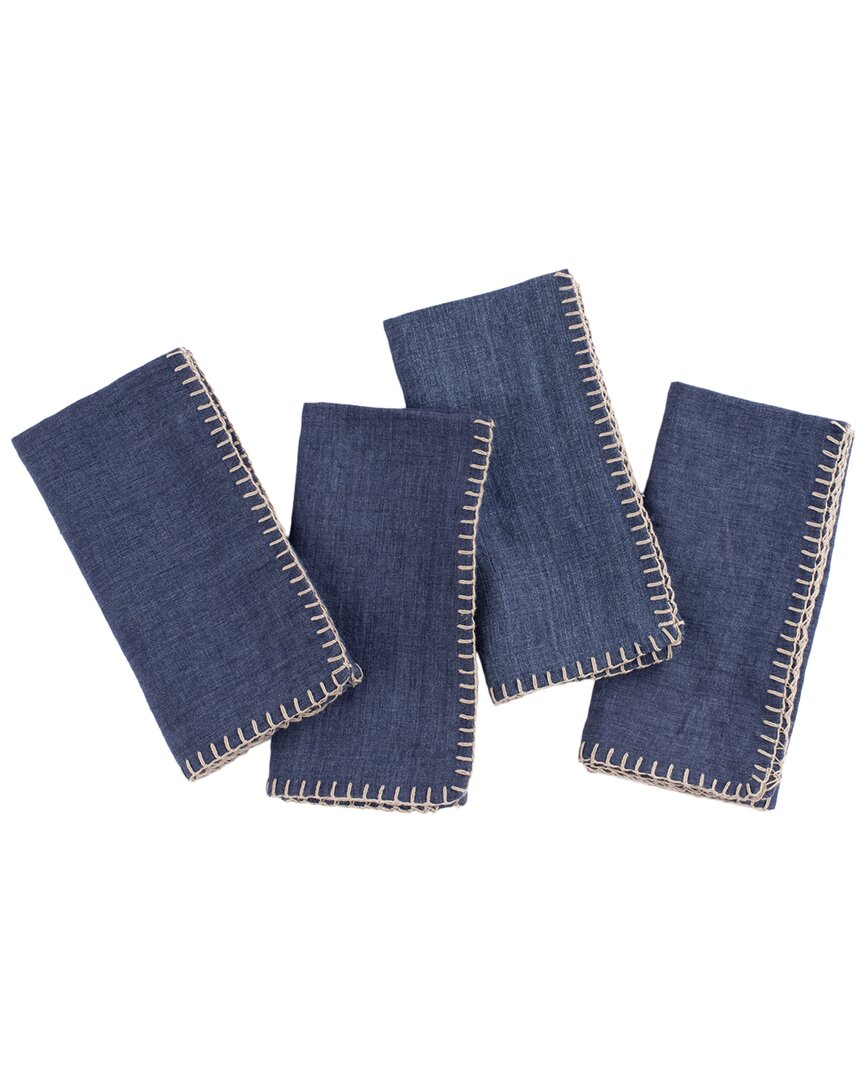 Amity Home Set Of 4 Bryce Linen Dinner Napkins