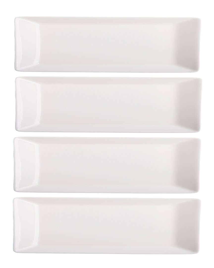 Home Essentials Ff Set Of 4 9x3.5 Rec Appetizer Platter In White