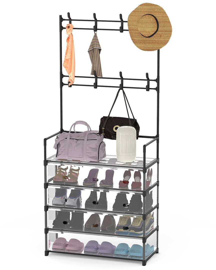 Fresh Fab Finds 5-tier Dustproof Entryway Hall Tree Coat Rack In Black