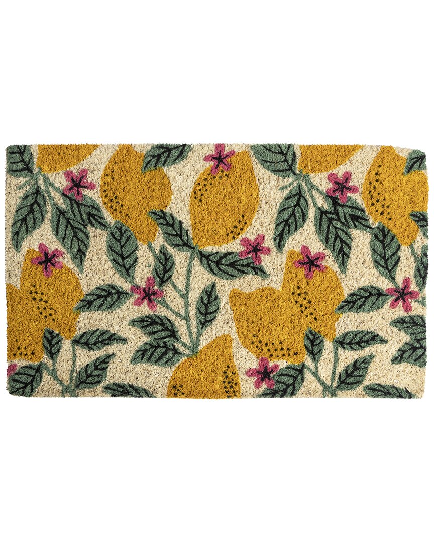 Entryways Lemons Handwoven Coconut Fiber Doormat In Multi