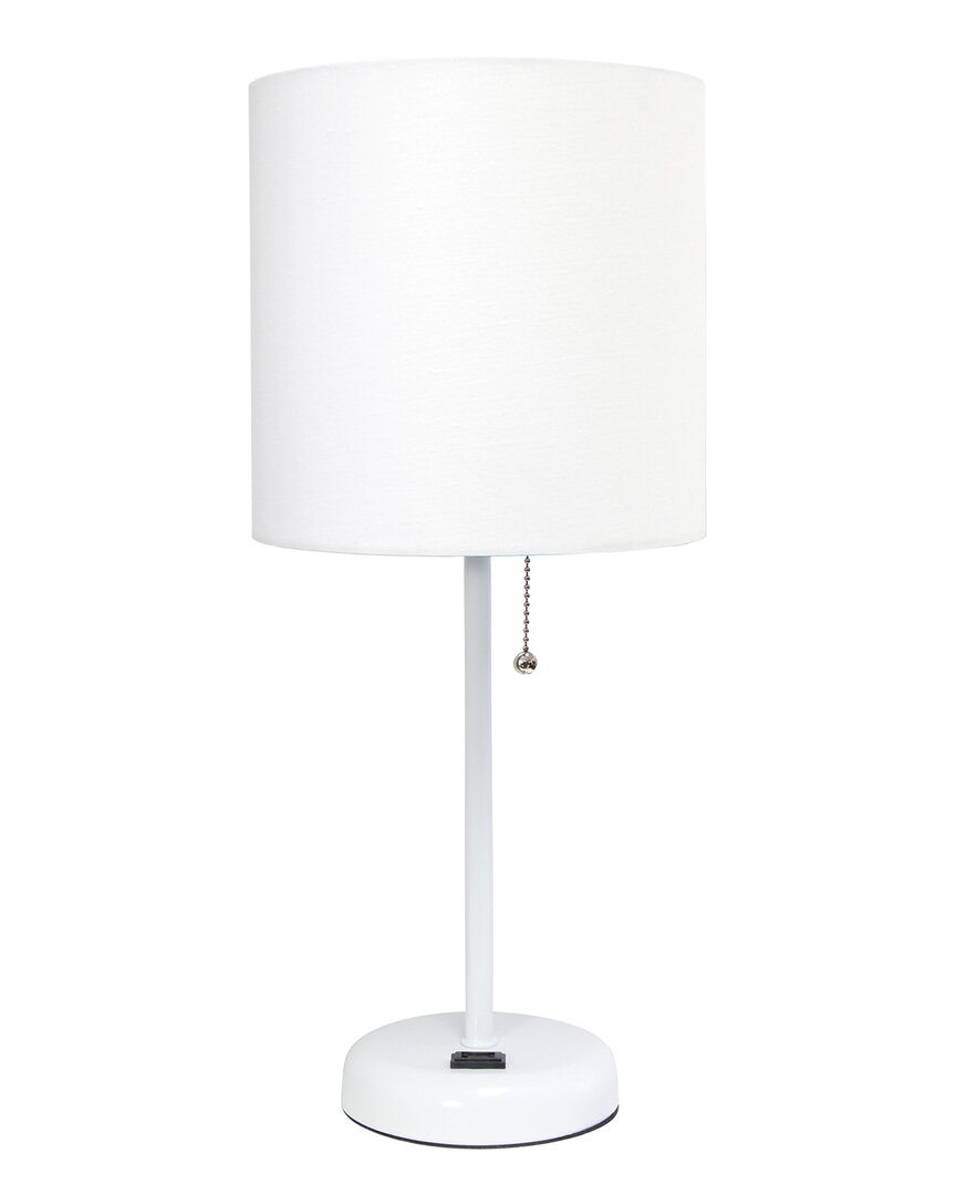 Lalia Home Creekwood Home Oslo 19.5 Contemporary Bedside Power Outlet Base Standard Metal Table Desk Lamp In White