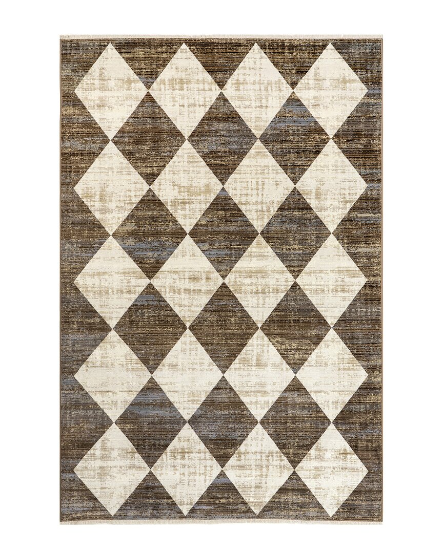 Nuloom Meline Checkered Fringe Rug In Beige