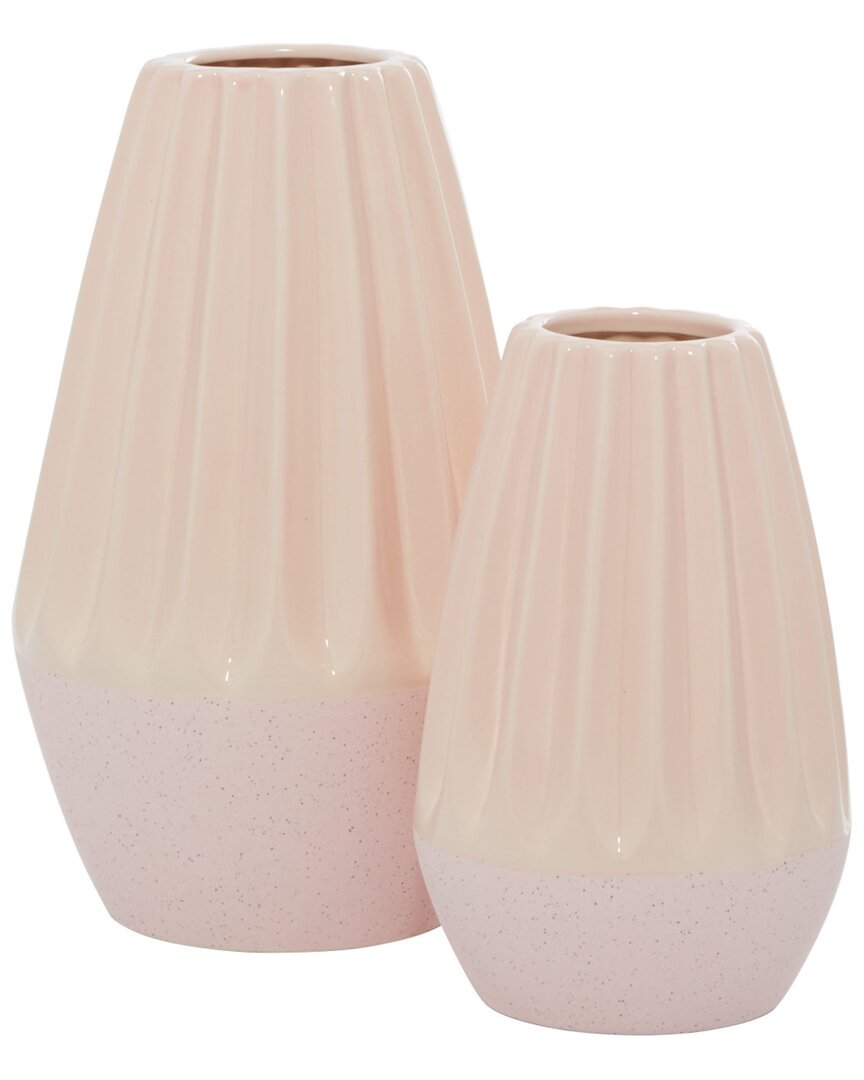 Peyton Lane Set Of 2 Pink Ceramic Vases