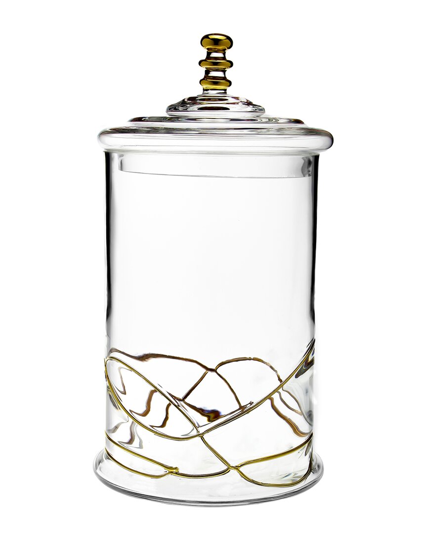 Alice Pazkus 12in Glass Jar And Lid In Gold