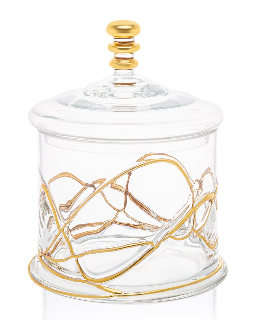 Alice Pazkus 8.75in Glass Jar And Lid In Gold