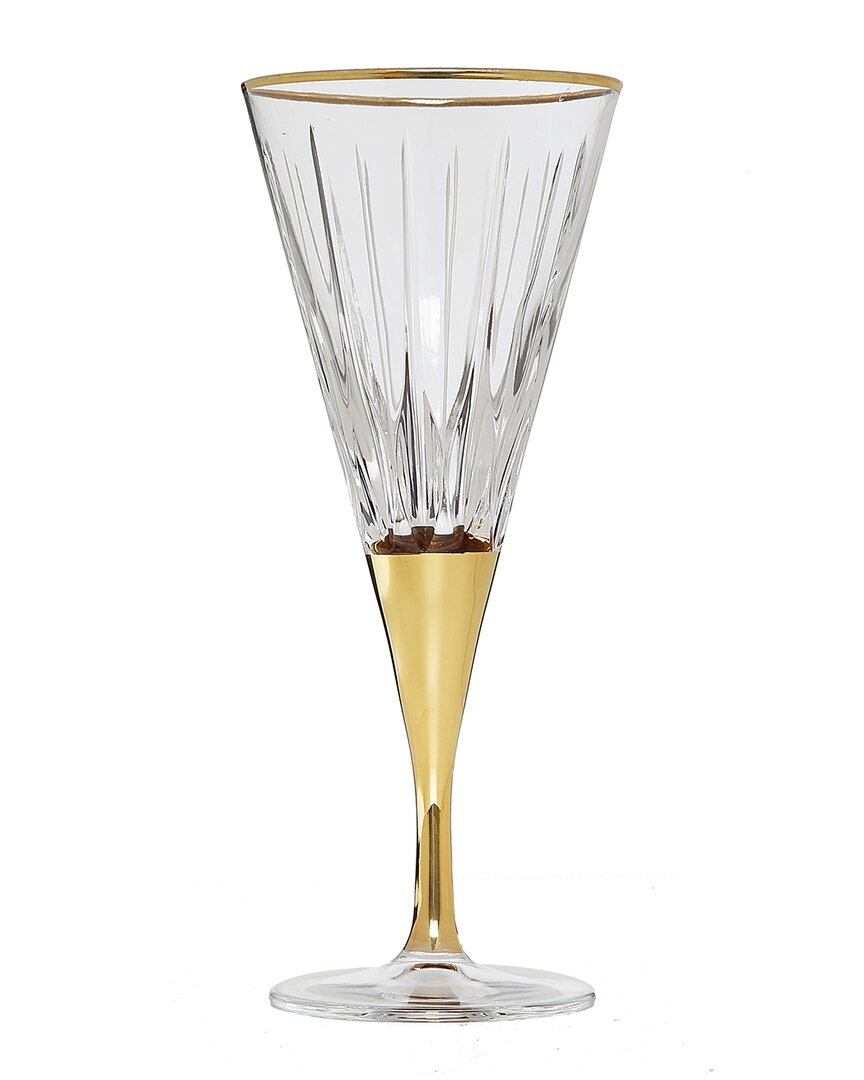 Alice Pazkus Set Of 6 Gold Stemmed Wine Glasses