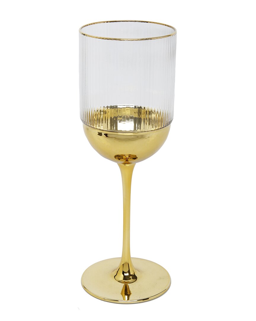 Alice Pazkus Set Of 6 Wine Glasses In Gold