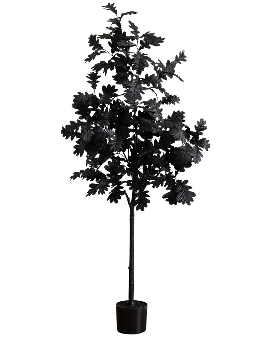 Nearly Natural 5ft. Artificial Halloween Black Oak Tree In Black