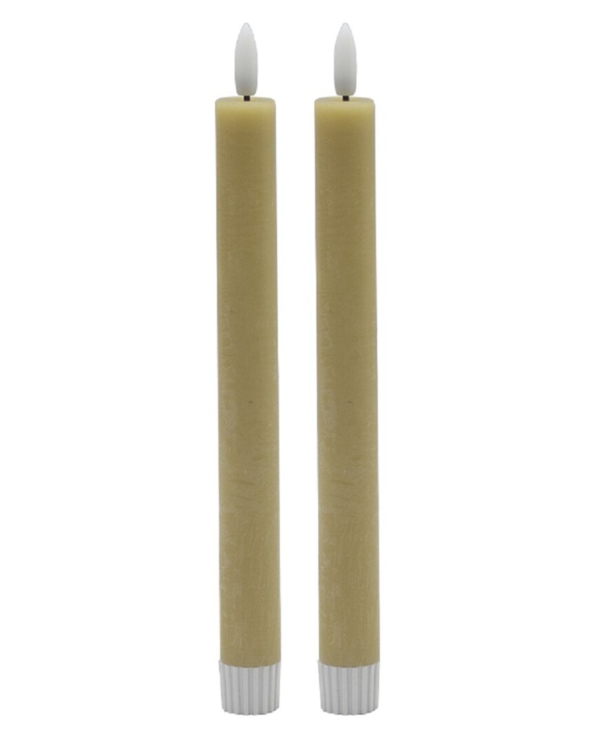 Bidkhome Set Of 2 Medium Flameless Taper Candles In Beige
