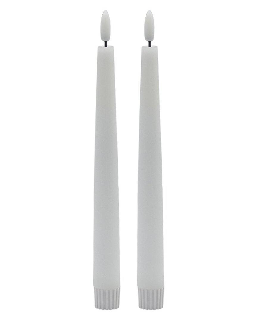 Bidkhome Set Of 2 Pointed Flameless Taper Candles In White