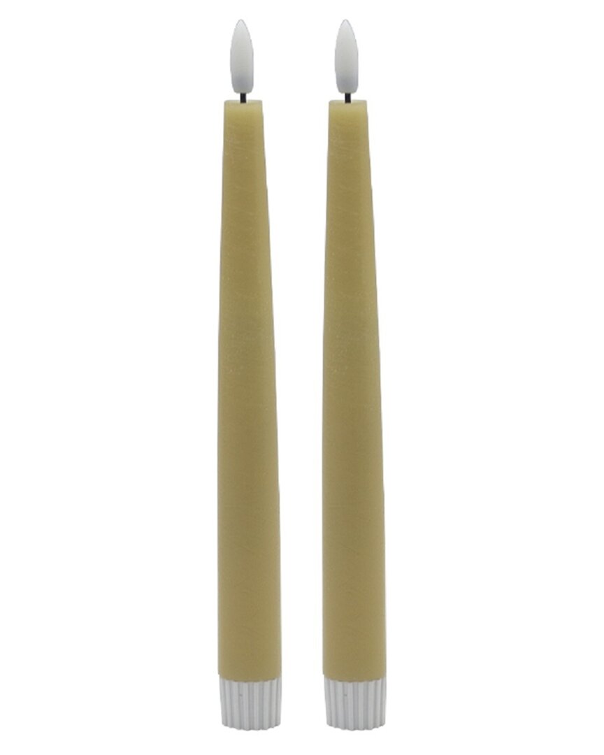 Bidkhome Set Of 2 Pointed Flameless Taper Candles In Beige