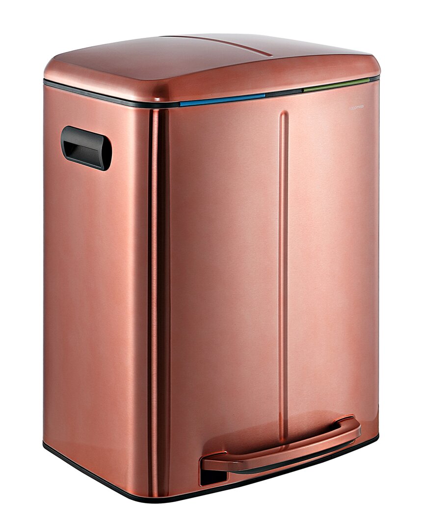 Happimess Rose Gold Marco Rectangular 10.5gal Double Bucket Trash Can With Soft-close Lid In Pink