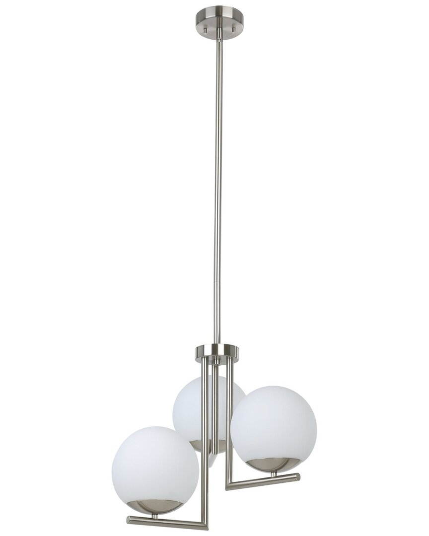 Eglo Denver 3 Light Pendant With Matte Nickel Finish & Opal Sphere Glass Shades