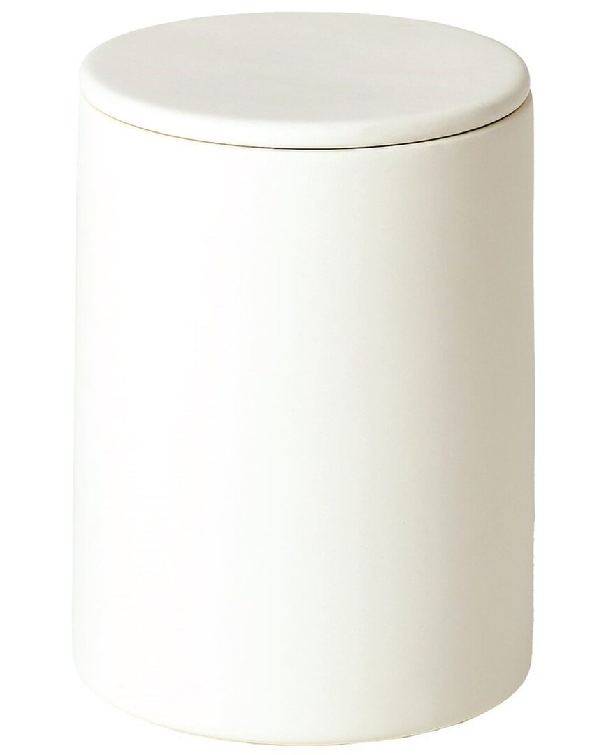 Global Views Encircle Canister W/cork Lid In White