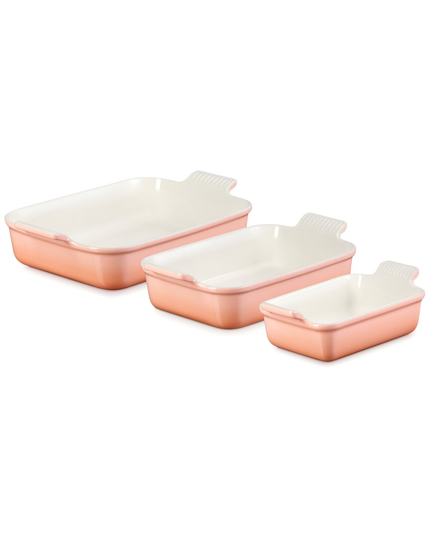 Le Creuset The Heritage Set Of 3 Rectangular Baking Dishes In Orange