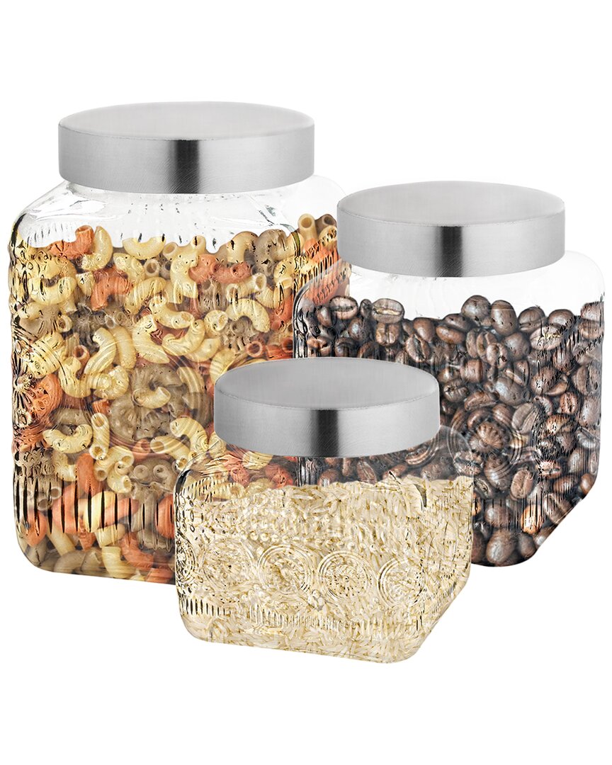 Stylesetter Set Of 3 Glass Canisters In Clear