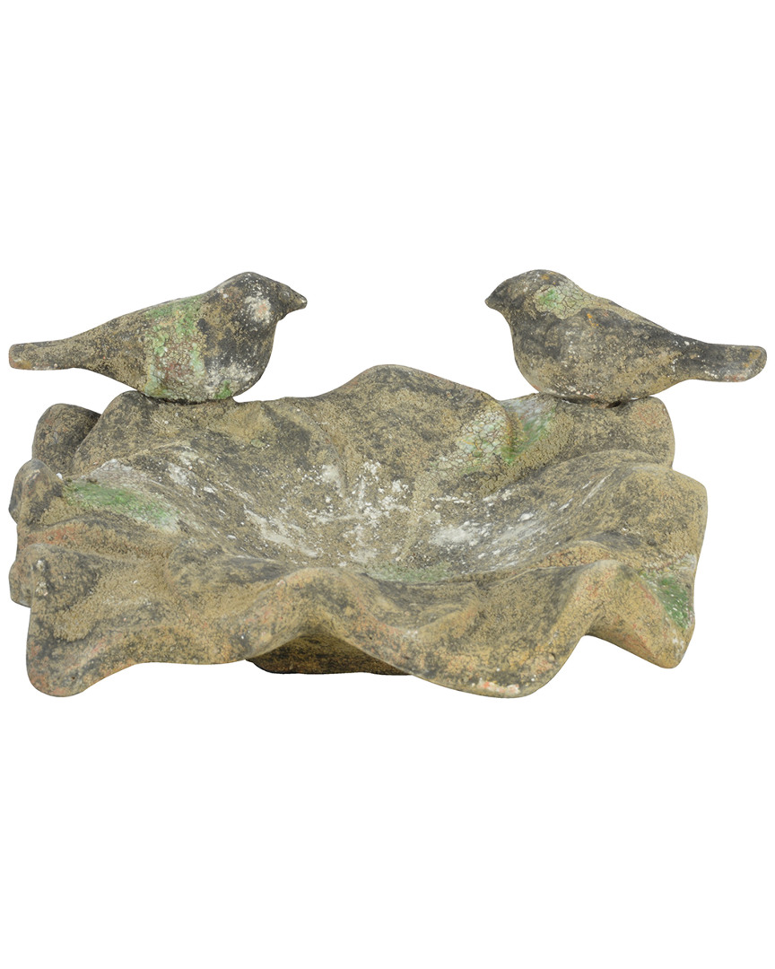 Esschert Design Usa Aged Ceramic Rectangular Bird Bath