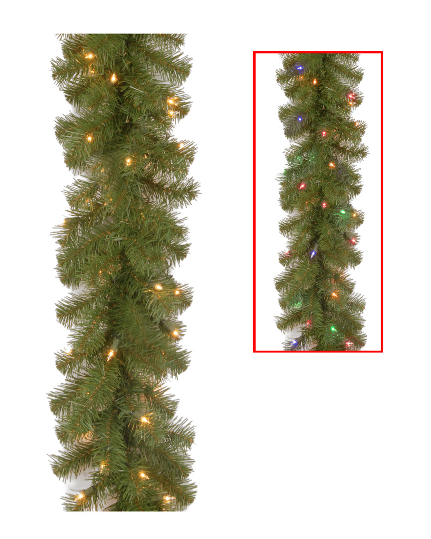 National Tree Company National Tree 9' X 10" North Valley Spruce Garland With 50 Battery Operated Dual Led Lights