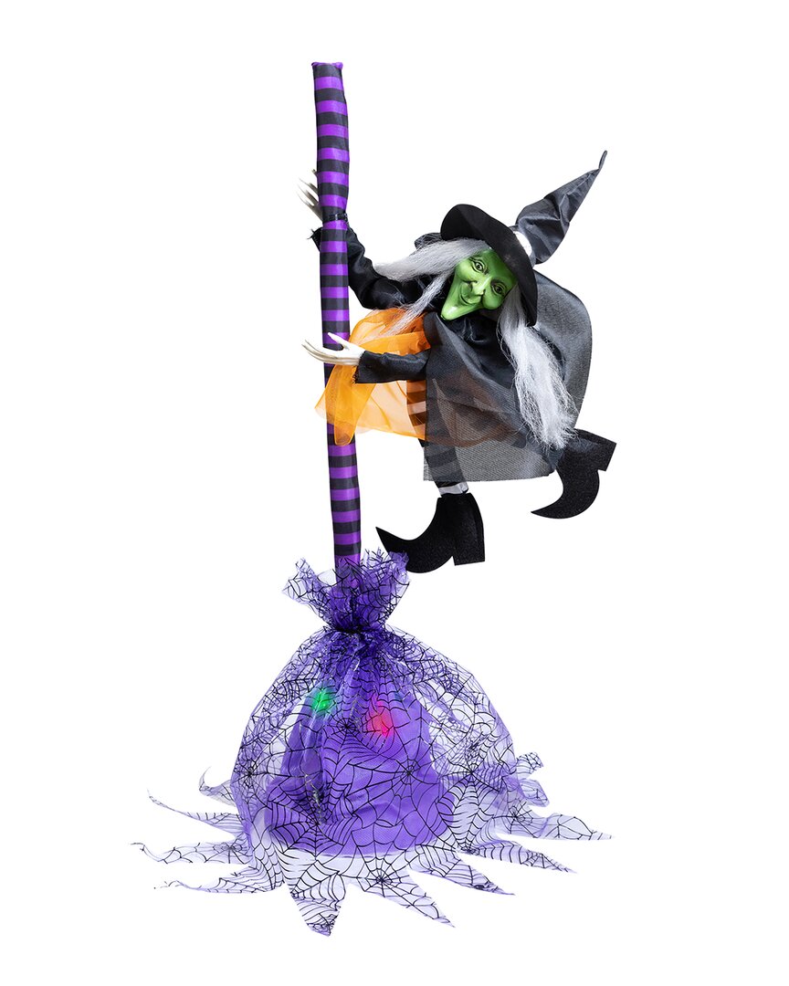 Northlight 14in Witch Gnome With Broom Indoor Decoration In Black