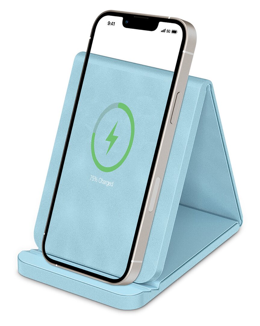 Phunkee Tree Folding Leather Wireless Charging Stands In Blue