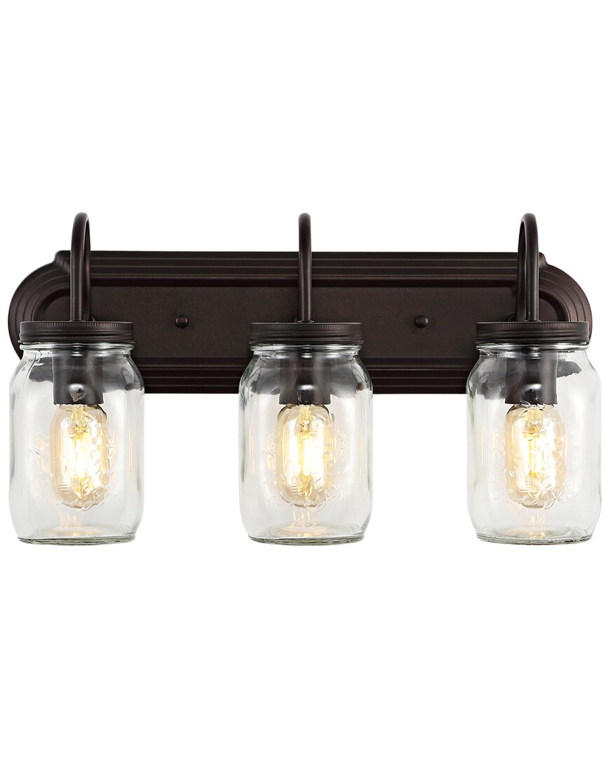 Jonathan Y Gaines 19.3in 3-light Mason Jar Led Vanity In Metallic