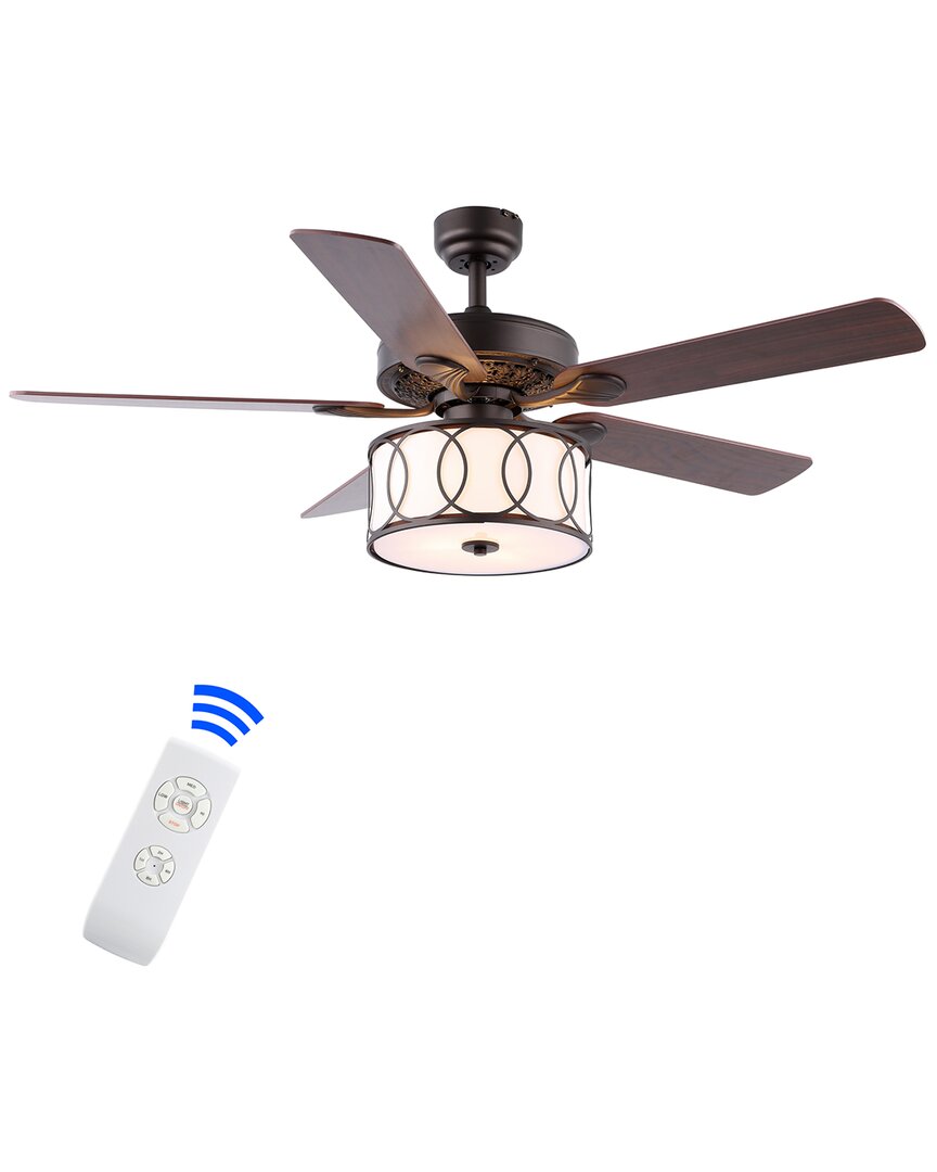 Jonathan Y Circe 52in 3-light Transitional Glam Drum Shade Led Ceiling Fan With Remote In Metallic