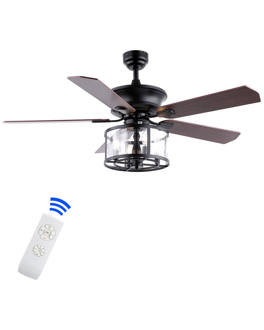 Jonathan Y Braxton 52in 4-light Drum Shade Led Ceiling Fan With Remote In Black