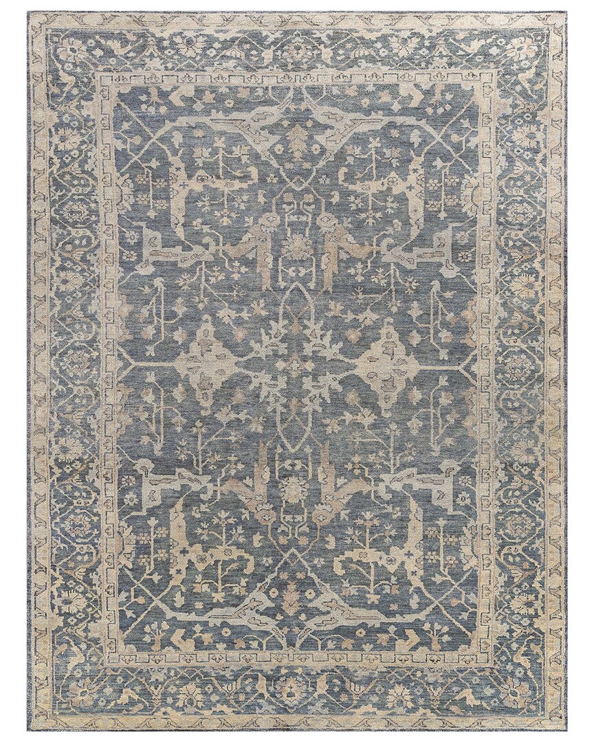 Exquisite Rugs Antique Weave Oushak Hand-knotted New Zealand Wool Area Rug In Blue