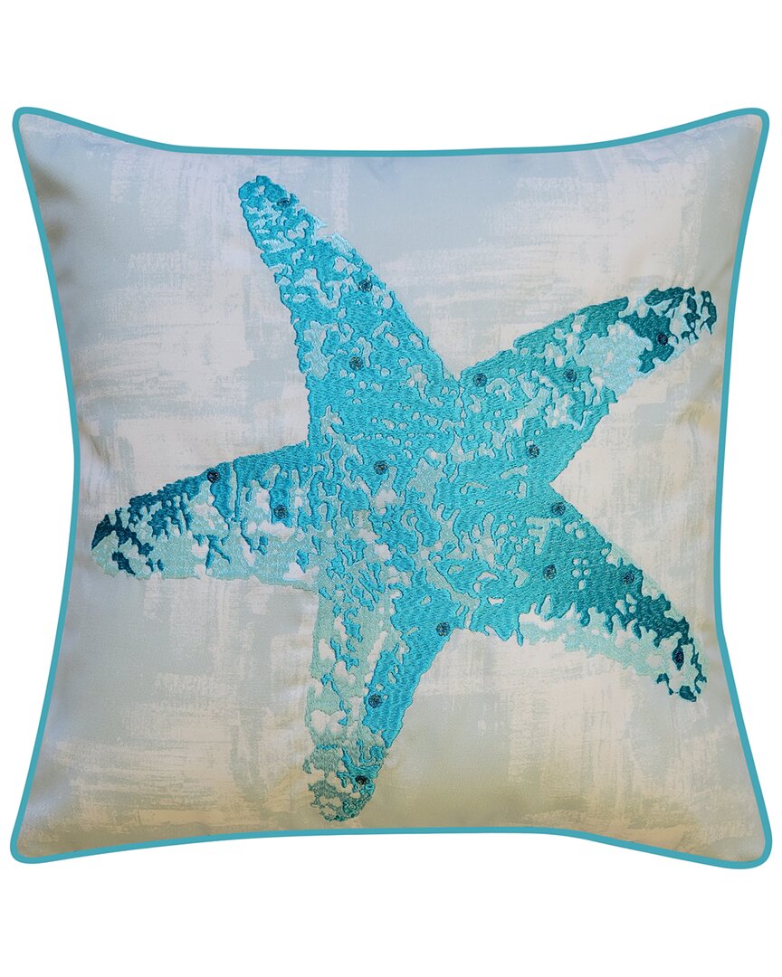 Edie Home Edie @ Home Indoor/outdoor Metallic Embroidered Starfish Decorative Pillow