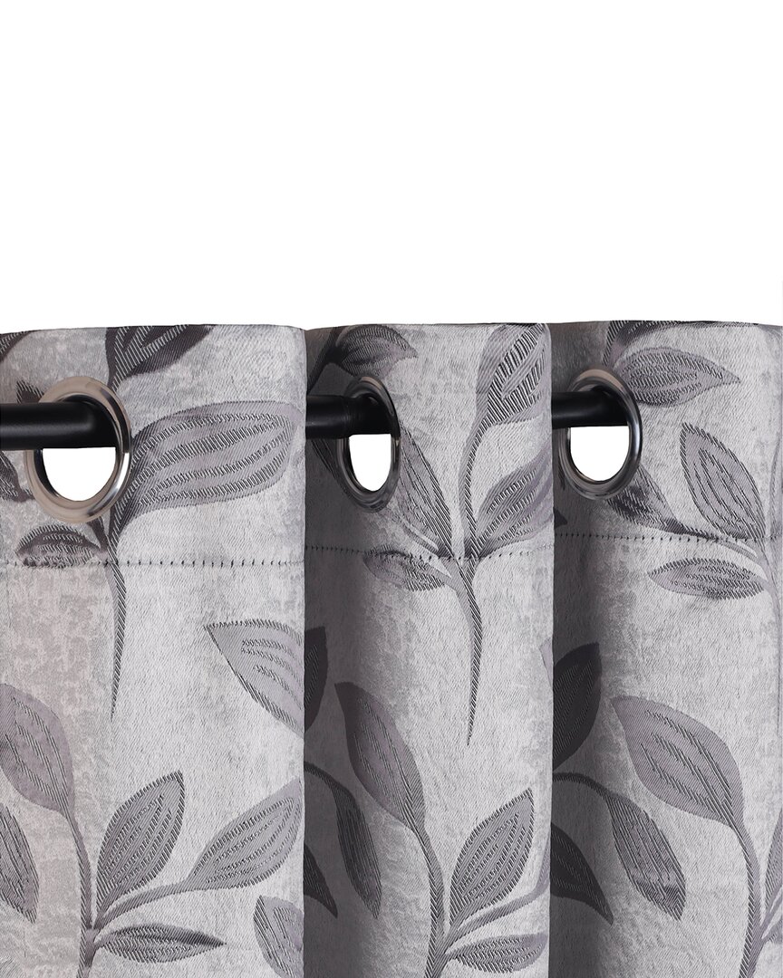 Superior 26x63 Leaves Modern Bohemian Blackout 2pc Curtain Panel Set In Grey