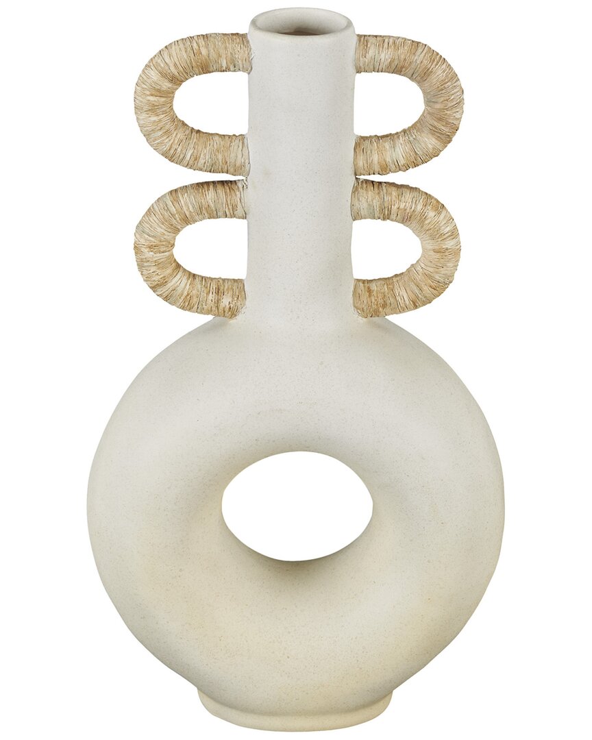 Peyton Lane Cream Resin Round Speckled Vase In White