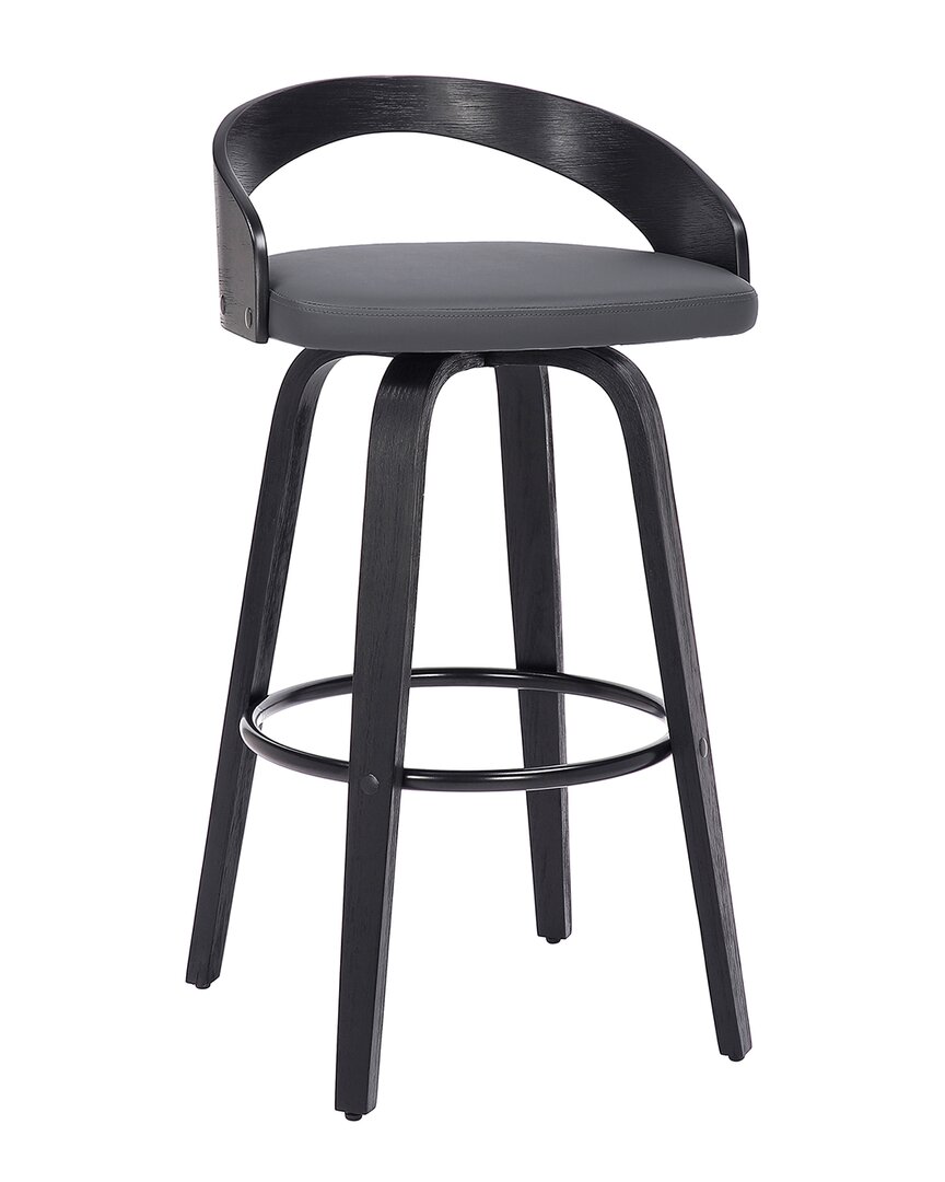 Armen Living Sonia 26in Counter Height Swivel Wood Bar Stool In Gray