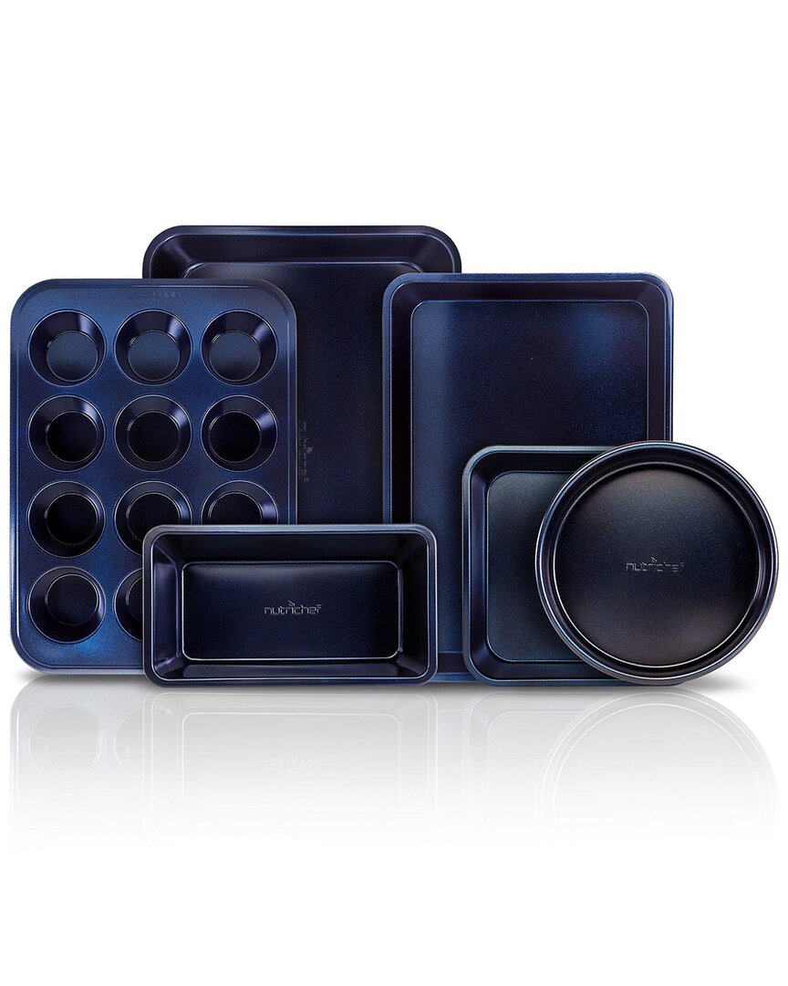 Nutrichef Kitchen Oven 6pc Bakeware Set In Blue