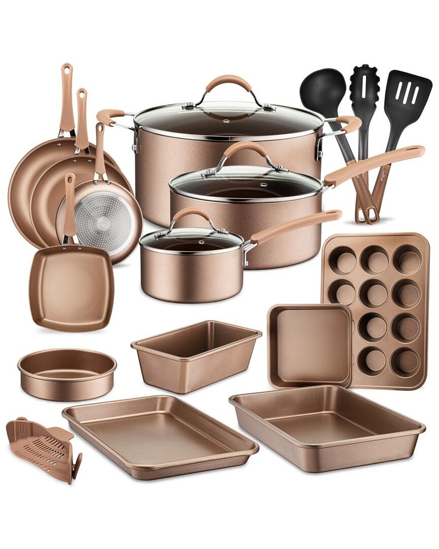 Nutrichef 20pc Lines Kitchenware Set In Gold