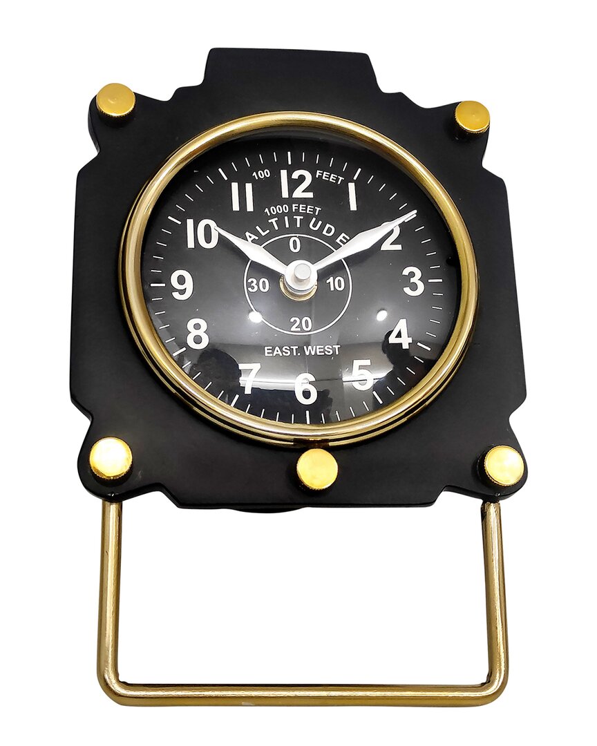 Sagebrook Home Metal Altimeter Table Clock In Black