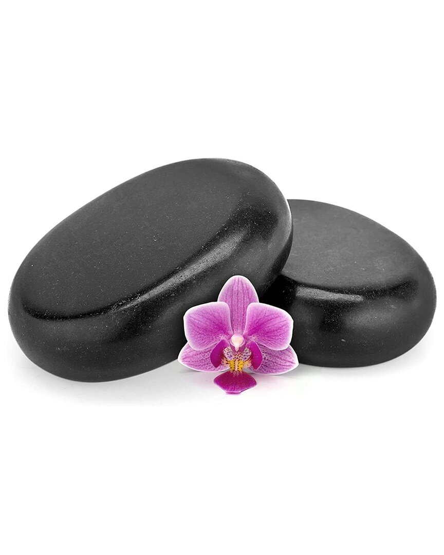 Serenelife Large Massage Stones With Traveling Bag (set Of 2) In Black