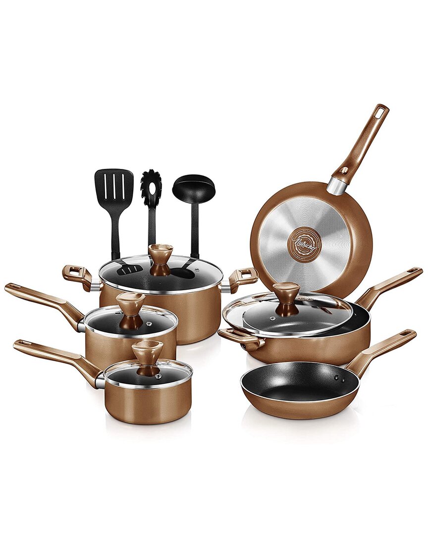 Nutrichef 13pc Aluminum Brown Kitchenware Set In Brown