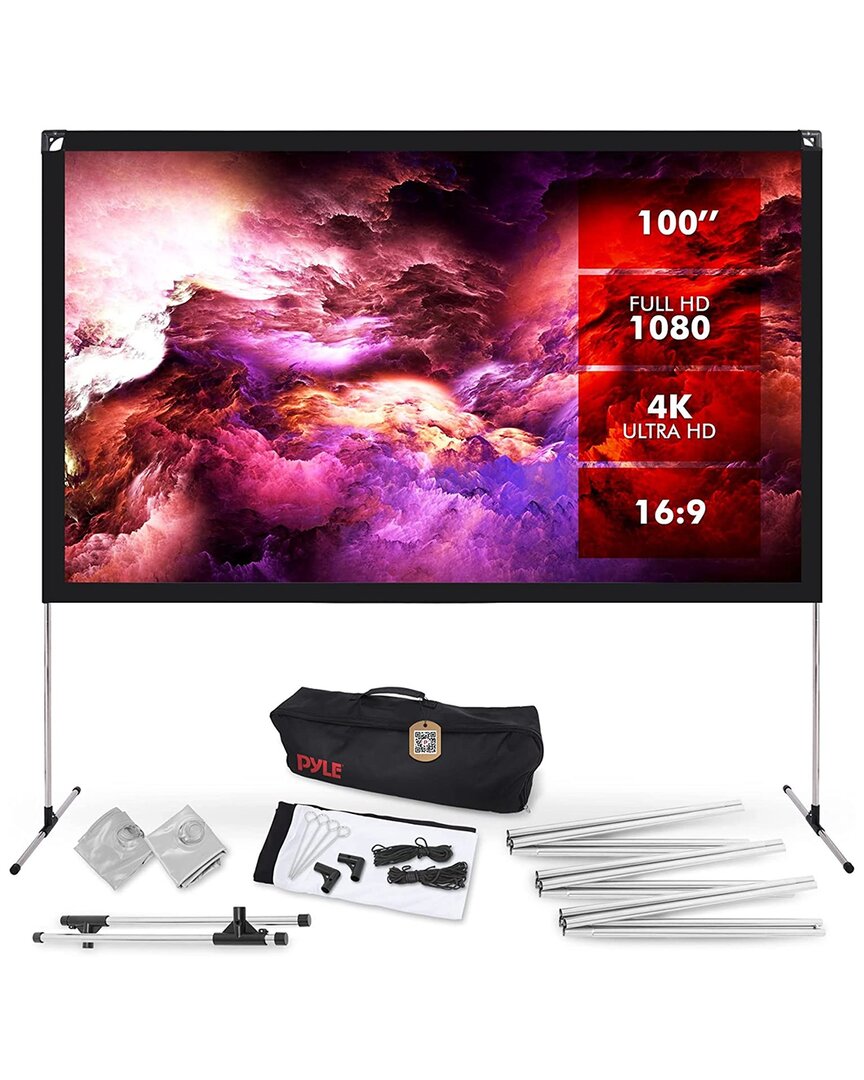 Pyle 56in Stainless Steel Tube Projection Screen In Black