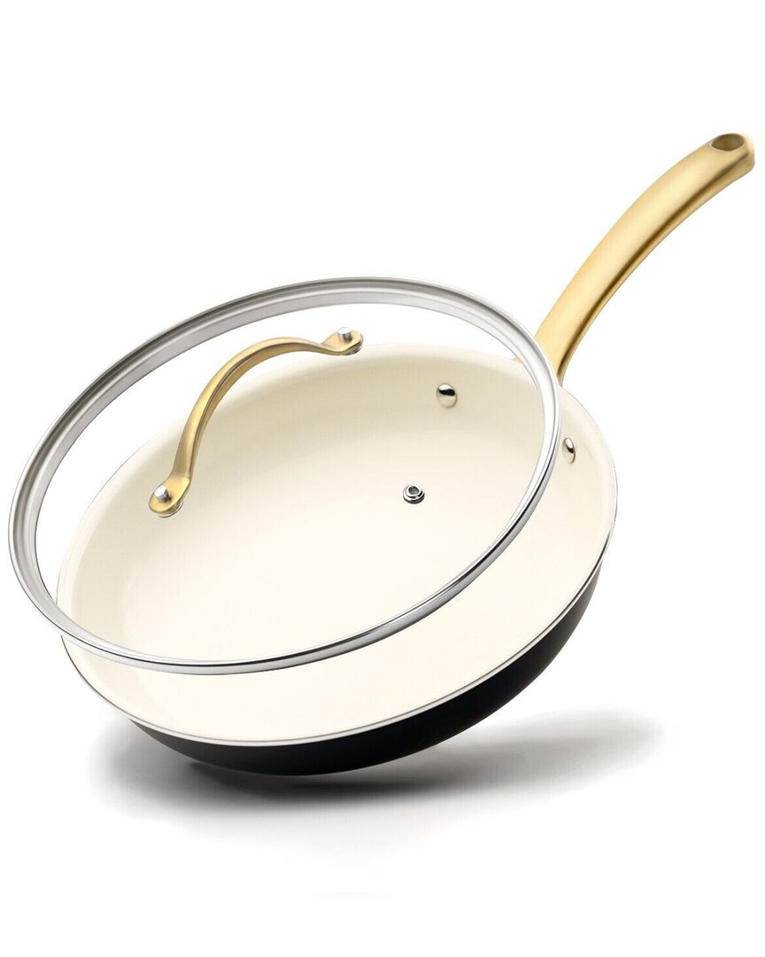 Nutrichef 12in Frypan With Lid In Gold