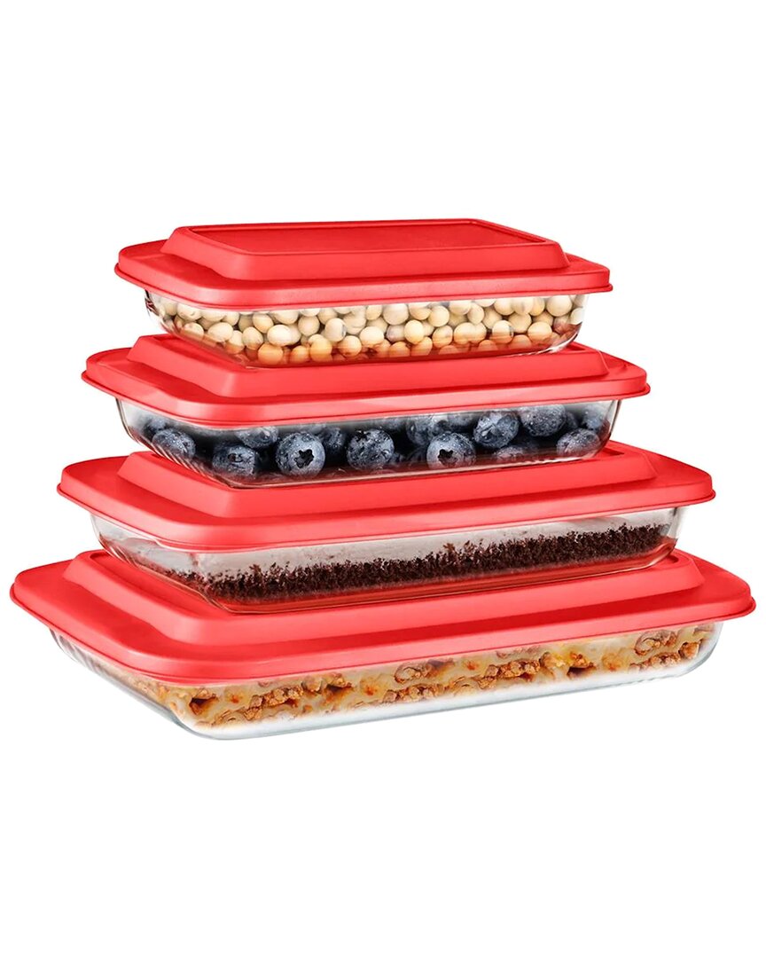 Serenelife Rectangular Glass Storage (set Of 4)